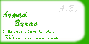 arpad baros business card